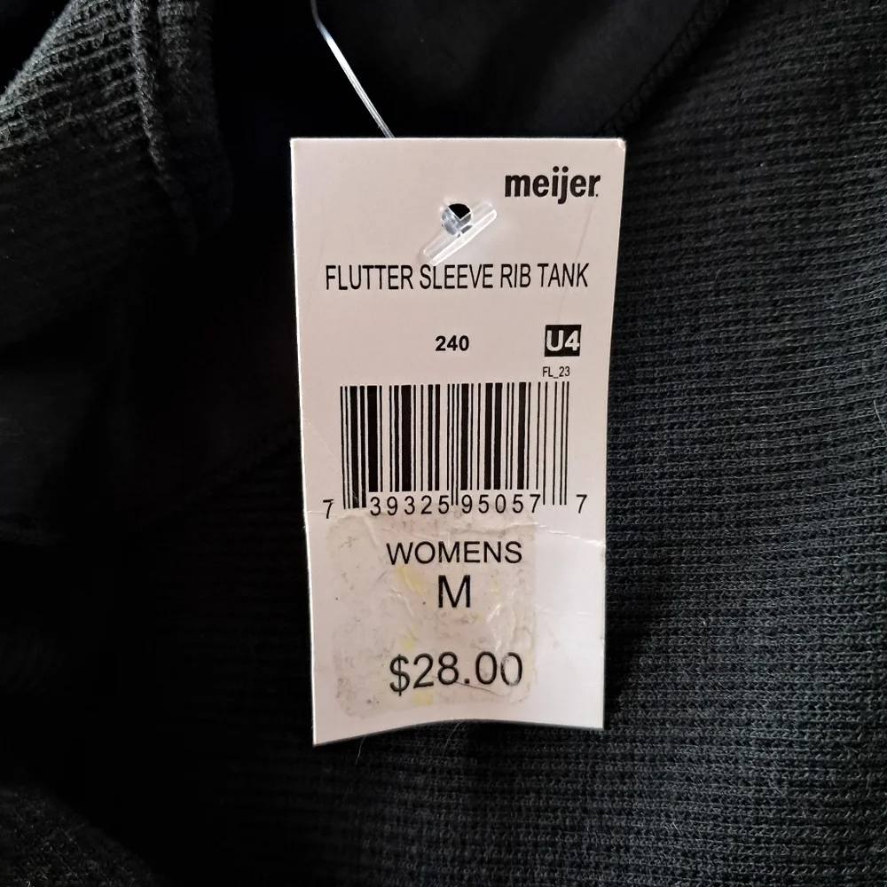 Grace + Karma Flutter Sleeve Ribbed Tank Top Black Women’s Size Medium NWT - Picture 5 of 6